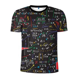 Мужская футболка 3D спортивная с принтом Math в Белгороде, 100% полиэстер с улучшенными характеристиками | приталенный силуэт, круглая горловина, широкие плечи, сужается к линии бедра | математика | наука | тригонометрия | уравнения | формулы | цифры