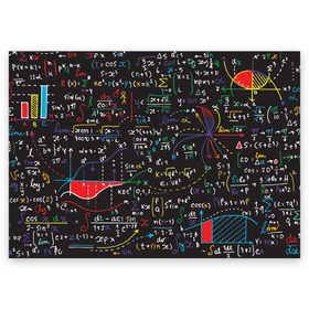 Поздравительная открытка с принтом Math в Белгороде, 100% бумага | плотность бумаги 280 г/м2, матовая, на обратной стороне линовка и место для марки
 | математика | наука | тригонометрия | уравнения | формулы | цифры