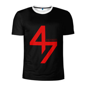 Мужская футболка 3D спортивная с принтом AGENT 47 HITMAN (НА СПИНЕ) в Белгороде, 100% полиэстер с улучшенными характеристиками | приталенный силуэт, круглая горловина, широкие плечи, сужается к линии бедра | Тематика изображения на принте: agent 47 | агент 47 | хитман
