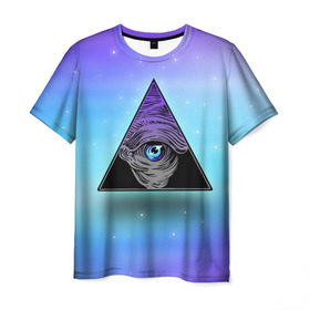 Мужская футболка 3D с принтом Пирамида / Всевидящее око в Белгороде, 100% полиэфир | прямой крой, круглый вырез горловины, длина до линии бедер | Тематика изображения на принте: 