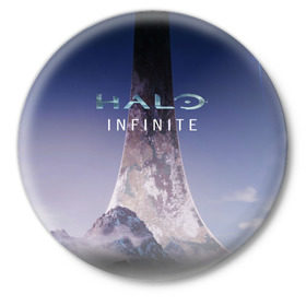 Значок с принтом HALO INFINITE в Белгороде,  металл | круглая форма, металлическая застежка в виде булавки | master chief | инфинит | мастер чиф | хало