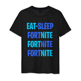 Мужская футболка хлопок с принтом Eat Sleep Fortnite в Белгороде, 100% хлопок | прямой крой, круглый вырез горловины, длина до линии бедер, слегка спущенное плечо. | battle royale | fortnite | victory royale | батл роял | фортнайт