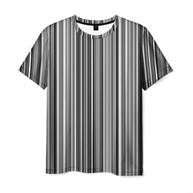 Мужская футболка 3D с принтом Черно белые полосы в Белгороде, 100% полиэфир | прямой крой, круглый вырез горловины, длина до линии бедер | белое | полоски | полосы | черное