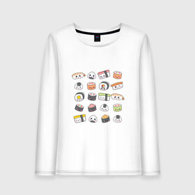 Женский лонгслив хлопок с принтом Sushi в Белгороде, 100% хлопок |  | Тематика изображения на принте: anime | fastfood | food | japan | roll | sushi | susi | аниме | роллы | суши | фастфуд | япония