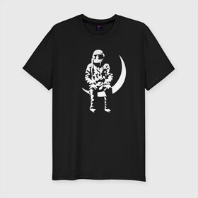 Мужская футболка премиум с принтом Луна в Белгороде, 92% хлопок, 8% лайкра | приталенный силуэт, круглый вырез ворота, длина до линии бедра, короткий рукав | angels and airwaves | ava | tom delonge | том делонг