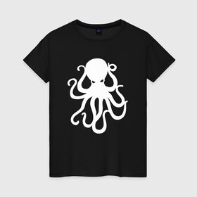 Женская футболка хлопок с принтом Осьминог в Белгороде, 100% хлопок | прямой крой, круглый вырез горловины, длина до линии бедер, слегка спущенное плечо | mark hoppus | octopus | марк хоппус | осьминог