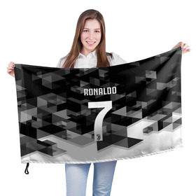 Флаг 3D с принтом RONALDO JUVE SPORT в Белгороде, 100% полиэстер | плотность ткани — 95 г/м2, размер — 67 х 109 см. Принт наносится с одной стороны | cr7 | fc | клуб | криштиану роналду | роналдо | фк | ювентус