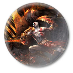 Значок с принтом God of War в Белгороде,  металл | круглая форма, металлическая застежка в виде булавки | 