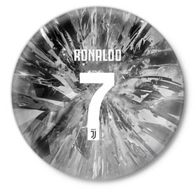 Значок с принтом RONALDO JUVE SPORT в Белгороде,  металл | круглая форма, металлическая застежка в виде булавки | Тематика изображения на принте: cr7 | fc | клуб | криштиану роналду | роналдо | фк | ювентус