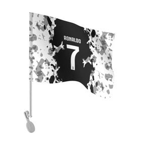 Флаг для автомобиля с принтом RONALDO JUVE SPORT в Белгороде, 100% полиэстер | Размер: 30*21 см | Тематика изображения на принте: cr7 | fc | football | ronaldo | sport | криштиану роналду | роналдо | фк | форма | футбольный клуб | ювентус