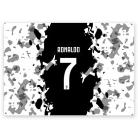Поздравительная открытка с принтом RONALDO JUVE SPORT в Белгороде, 100% бумага | плотность бумаги 280 г/м2, матовая, на обратной стороне линовка и место для марки
 | cr7 | fc | football | ronaldo | sport | криштиану роналду | роналдо | фк | форма | футбольный клуб | ювентус