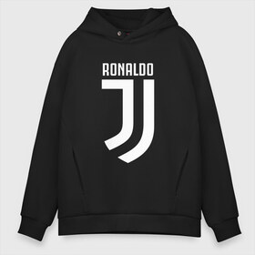 Мужское худи Oversize хлопок с принтом RONALDO JUVE SPORT в Белгороде, френч-терри — 70% хлопок, 30% полиэстер. Мягкий теплый начес внутри —100% хлопок | боковые карманы, эластичные манжеты и нижняя кромка, капюшон на магнитной кнопке | cr7 | fc | клуб | криштиану роналду | роналдо | фк | ювентус