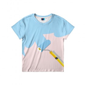 Детская футболка 3D с принтом Больше красок в Белгороде, 100% гипоаллергенный полиэфир | прямой крой, круглый вырез горловины, длина до линии бедер, чуть спущенное плечо, ткань немного тянется | Тематика изображения на принте: валик | дизайнер | краска | краски | креатив | креативный дизайн | маляр | прикол | пятно | розовый | сочный | тренд | цвет | яркость
