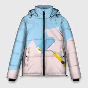 Мужская зимняя куртка 3D с принтом Больше красок в Белгороде, верх — 100% полиэстер; подкладка — 100% полиэстер; утеплитель — 100% полиэстер | длина ниже бедра, свободный силуэт Оверсайз. Есть воротник-стойка, отстегивающийся капюшон и ветрозащитная планка. 

Боковые карманы с листочкой на кнопках и внутренний карман на молнии. | Тематика изображения на принте: валик | дизайнер | краска | краски | креатив | креативный дизайн | маляр | прикол | пятно | розовый | сочный | тренд | цвет | яркость