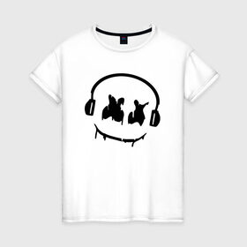 Женская футболка хлопок с принтом Music в Белгороде, 100% хлопок | прямой крой, круглый вырез горловины, длина до линии бедер, слегка спущенное плечо | electronic music | marshmello | маршмеллоу | электронная музыка