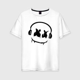 Женская футболка хлопок Oversize с принтом Music в Белгороде, 100% хлопок | свободный крой, круглый ворот, спущенный рукав, длина до линии бедер
 | electronic music | marshmello | маршмеллоу | электронная музыка