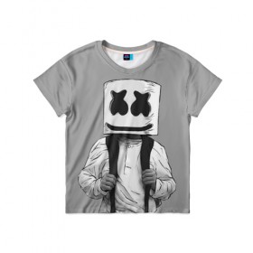 Детская футболка 3D с принтом Electronic music в Белгороде, 100% гипоаллергенный полиэфир | прямой крой, круглый вырез горловины, длина до линии бедер, чуть спущенное плечо, ткань немного тянется | electronic music | marshmello | маршмеллоу | электронная музыка