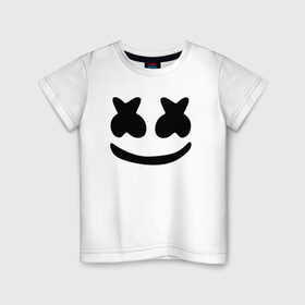 Детская футболка хлопок с принтом Маршмеллоу в Белгороде, 100% хлопок | круглый вырез горловины, полуприлегающий силуэт, длина до линии бедер | electronic music | marshmello | маршмеллоу | электронная музыка