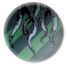 Значок с принтом Осьминог в Белгороде,  металл | круглая форма, металлическая застежка в виде булавки | Тематика изображения на принте: 