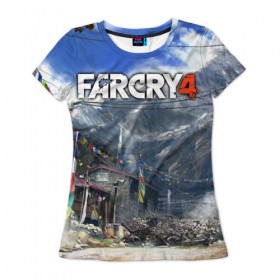 Женская футболка 3D с принтом Far Cry 4 в Белгороде, 100% полиэфир ( синтетическое хлопкоподобное полотно) | прямой крой, круглый вырез горловины, длина до линии бедер | action | far cry 4 | армия | гималаи | гирокоптер | мин | мир | открытый | франшиза | ховеркрафт | шутер