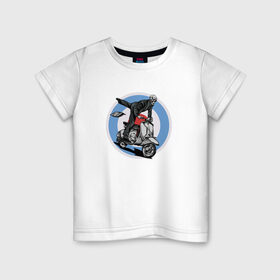 Детская футболка хлопок с принтом Мото в Белгороде, 100% хлопок | круглый вырез горловины, полуприлегающий силуэт, длина до линии бедер | мопед | мото | мотоцикл | скелет | скутер | череп | черепа | экстрим