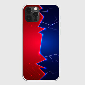 Чехол для iPhone 12 Pro Max с принтом Battle color в Белгороде, Силикон |  | Тематика изображения на принте: blue | lightning | lines | red | красный | линии | молния | половины | противостояние | синий