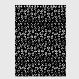 Скетчбук с принтом ВЕДЬМАЧЬИ ЗНАКИ в Белгороде, 100% бумага
 | 48 листов, плотность листов — 100 г/м2, плотность картонной обложки — 250 г/м2. Листы скреплены сверху удобной пружинной спиралью | Тематика изображения на принте: the witcher | аард | аксий | ведьмак | геральт | игни | ирден | квэн | магия | паттерн | руны | черно белый