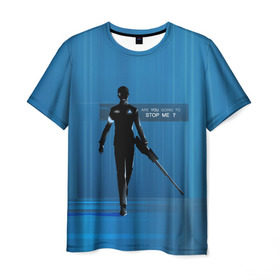 Мужская футболка 3D с принтом Detroit: Become Human в Белгороде, 100% полиэфир | прямой крой, круглый вырез горловины, длина до линии бедер | 2038 | android | dbh | detroit become human | future | андройд | будущее | детройт | человек