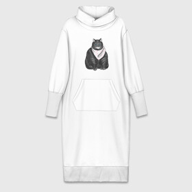 Платье удлиненное хлопок с принтом Голодный кот в Белгороде,  |  | еда | кот | кушать | мем | черешня