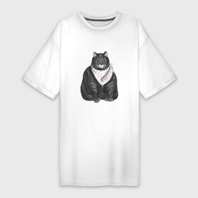 Платье-футболка хлопок с принтом Голодный кот в Белгороде,  |  | еда | кот | кушать | мем | черешня
