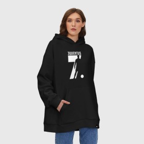 Худи SuperOversize хлопок с принтом RONALDO JUVE SPORT в Белгороде, 70% хлопок, 30% полиэстер, мягкий начес внутри | карман-кенгуру, эластичная резинка на манжетах и по нижней кромке, двухслойный капюшон
 | 