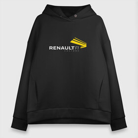 Женское худи Oversize хлопок с принтом renault в Белгороде, френч-терри — 70% хлопок, 30% полиэстер. Мягкий теплый начес внутри —100% хлопок | боковые карманы, эластичные манжеты и нижняя кромка, капюшон на магнитной кнопке | f 1 | formula 1 | ф 1 | формула 1