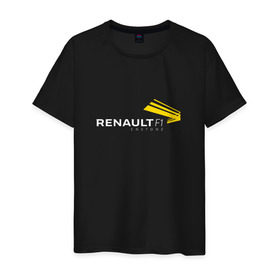 Мужская футболка хлопок с принтом renault в Белгороде, 100% хлопок | прямой крой, круглый вырез горловины, длина до линии бедер, слегка спущенное плечо. | f 1 | formula 1 | ф 1 | формула 1