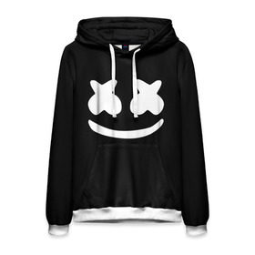 Мужская толстовка 3D с принтом Marshmello black в Белгороде, 100% полиэстер | двухслойный капюшон со шнурком для регулировки, мягкие манжеты на рукавах и по низу толстовки, спереди карман-кенгуру с мягким внутренним слоем. | Тематика изображения на принте: dj | dj marshmello | marshmello | клуб | клубная музыка | музыка