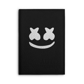 Обложка для автодокументов с принтом Marshmello black в Белгороде, натуральная кожа |  размер 19,9*13 см; внутри 4 больших “конверта” для документов и один маленький отдел — туда идеально встанут права | dj | dj marshmello | marshmello | клуб | клубная музыка | музыка