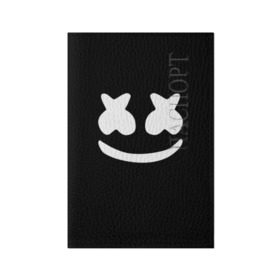Обложка для паспорта матовая кожа с принтом Marshmello black в Белгороде, натуральная матовая кожа | размер 19,3 х 13,7 см; прозрачные пластиковые крепления | dj | dj marshmello | marshmello | клуб | клубная музыка | музыка