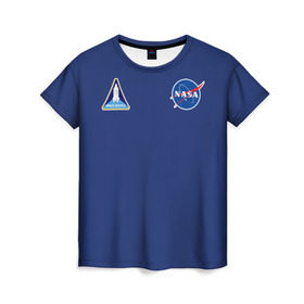 Женская футболка 3D с принтом NASA в Белгороде, 100% полиэфир ( синтетическое хлопкоподобное полотно) | прямой крой, круглый вырез горловины, длина до линии бедер | shuttle | space | аполлон | галактика | джемини | космонав | космос | наса | скайлэб | сша | шаттл nasa