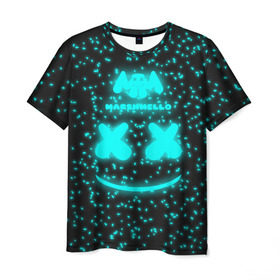 Мужская футболка 3D с принтом MARSHMELLO в Белгороде, 100% полиэфир | прямой крой, круглый вырез горловины, длина до линии бедер | Тематика изображения на принте: dj | marshmello | клубная музыка | маршмелло | музыка | музыкант