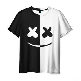 Мужская футболка 3D с принтом MARSHMELLO BLACK & WHITE в Белгороде, 100% полиэфир | прямой крой, круглый вырез горловины, длина до линии бедер | dj | marshmello | клубная музыка | маршмелло | музыка | музыкант