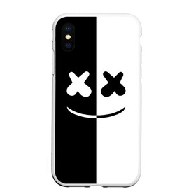 Чехол для iPhone XS Max матовый с принтом MARSHMELLO BLACK & WHITE в Белгороде, Силикон | Область печати: задняя сторона чехла, без боковых панелей | Тематика изображения на принте: dj | marshmello | клубная музыка | маршмелло | музыка | музыкант