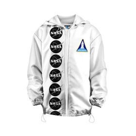 Детская куртка 3D с принтом NASA в Белгороде, 100% полиэстер | застежка — молния, подол и капюшон оформлены резинкой с фиксаторами, по бокам — два кармана без застежек, один потайной карман на груди, плотность верхнего слоя — 90 г/м2; плотность флисового подклада — 260 г/м2 | shuttle | space | аполлон | галактика | джемини | космонав | космос | наса | скайлэб | сша | шаттл nasa