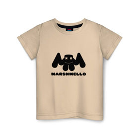 Детская футболка хлопок с принтом MARSHMELLO в Белгороде, 100% хлопок | круглый вырез горловины, полуприлегающий силуэт, длина до линии бедер | Тематика изображения на принте: dj | marshmello | клубная музыка | маршмелло | музыка | музыкант