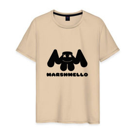 Мужская футболка хлопок с принтом MARSHMELLO в Белгороде, 100% хлопок | прямой крой, круглый вырез горловины, длина до линии бедер, слегка спущенное плечо. | dj | marshmello | клубная музыка | маршмелло | музыка | музыкант