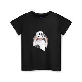 Детская футболка хлопок с принтом Marshmello в Белгороде, 100% хлопок | круглый вырез горловины, полуприлегающий силуэт, длина до линии бедер | Тематика изображения на принте: 