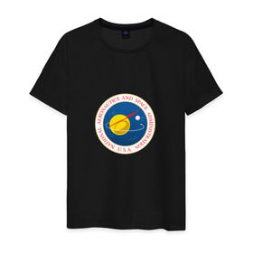 Мужская футболка хлопок с принтом Oldschool NASA в Белгороде, 100% хлопок | прямой крой, круглый вырез горловины, длина до линии бедер, слегка спущенное плечо. | administration | aeronautics | brand | logo | nasa | national | oldschool | space | usa | исследование | космос | лого | наса | национальное | олдскул | сша | управление