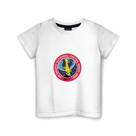 Детская футболка хлопок с принтом NASA Mission Insignia 1969 в Белгороде, 100% хлопок | круглый вырез горловины, полуприлегающий силуэт, длина до линии бедер | administration | aeronautics | brand | logo | nasa | national | oldschool | space | usa | исследование | космос | лого | наса | национальное | олдскул | сша | управление