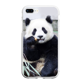 Чехол для iPhone 7Plus/8 Plus матовый с принтом Большая панда в Белгороде, Силикон | Область печати: задняя сторона чехла, без боковых панелей | бамбук | белый | джунгли | дикое | животное | китай | лес | медведь | черный