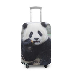 Чехол для чемодана 3D с принтом Большая панда в Белгороде, 86% полиэфир, 14% спандекс | двустороннее нанесение принта, прорези для ручек и колес | бамбук | белый | джунгли | дикое | животное | китай | лес | медведь | черный