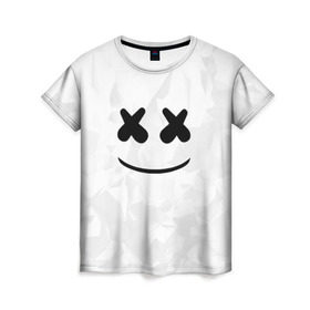 Женская футболка 3D с принтом MARSHMELLO в Белгороде, 100% полиэфир ( синтетическое хлопкоподобное полотно) | прямой крой, круглый вырез горловины, длина до линии бедер | dj | marshmello | usa | америка | клубная музыка | маршмелло | музыка | музыкант
