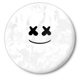 Значок с принтом MARSHMELLO в Белгороде,  металл | круглая форма, металлическая застежка в виде булавки | Тематика изображения на принте: dj | marshmello | usa | америка | клубная музыка | маршмелло | музыка | музыкант